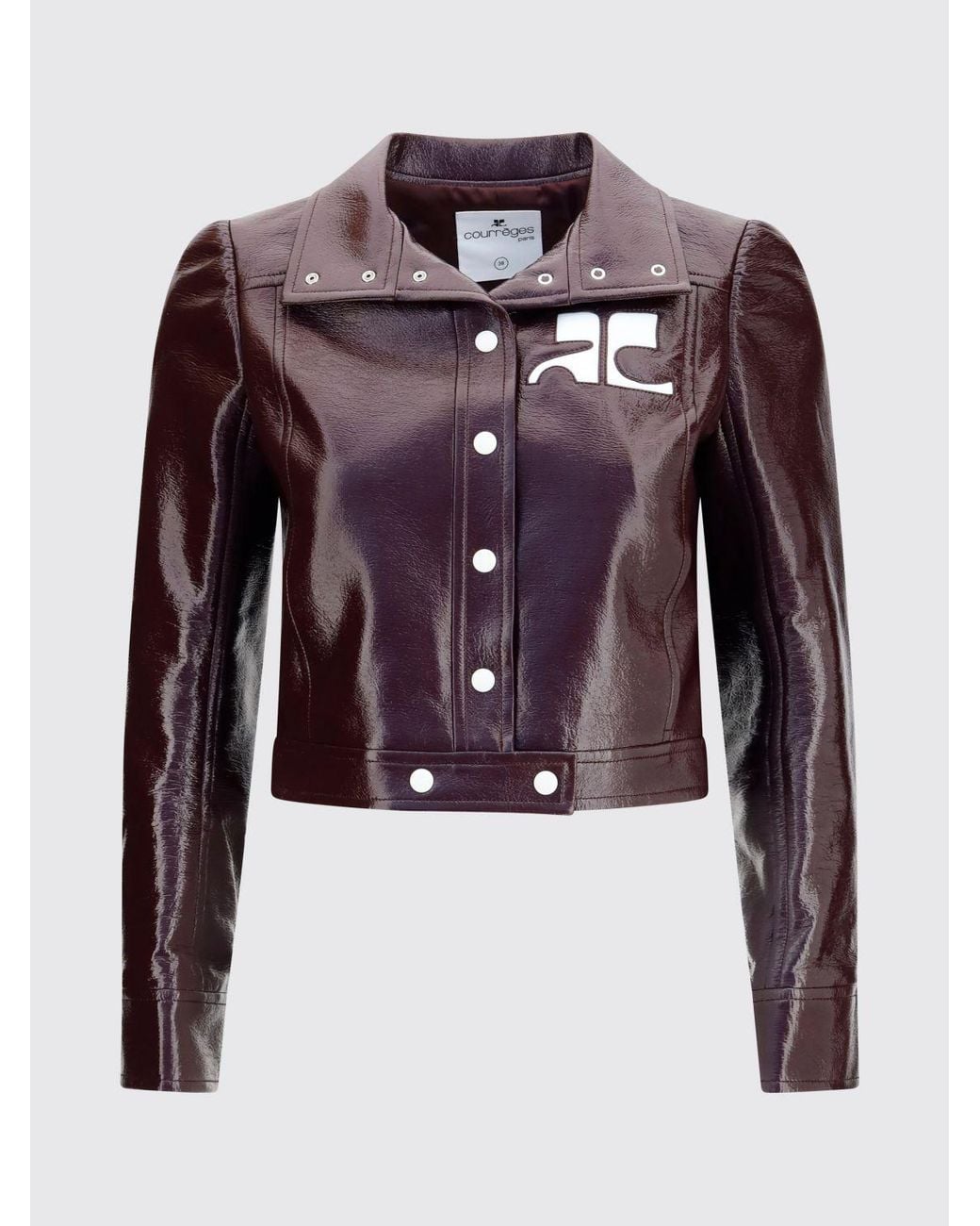 Courreges Red Courr&Egrave	Ges Cropped Slim Fit College-Style Leather-Effect Jacket With Contrast Logo