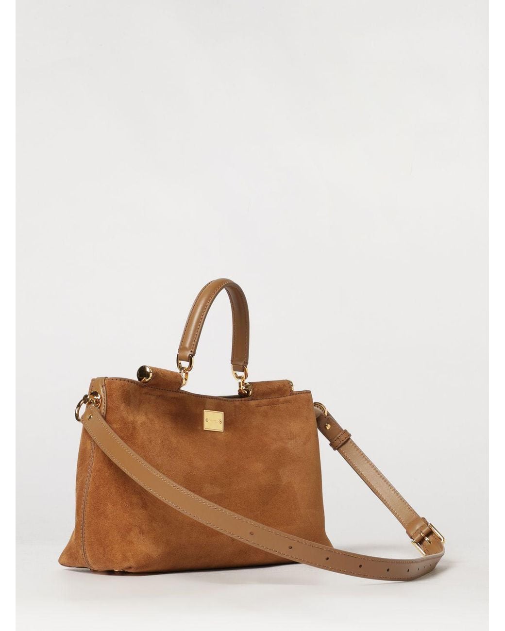 Dolce & Gabbana Brown Dolce &Amp Gabbana Vittoria Calf Leather Handbag With Removable Shoulder Strap