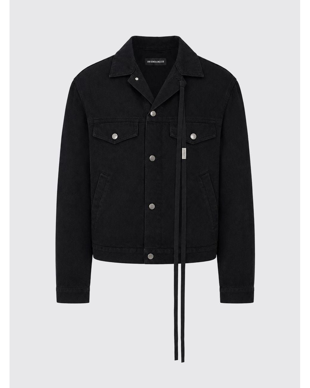 Ann Demeulemeester Blue Cotton Denim Jacket With Cuban Collar for men