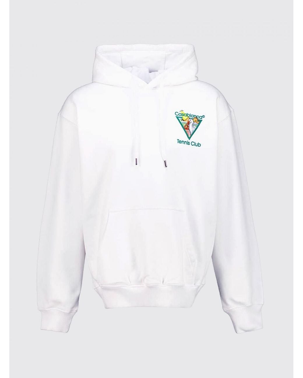 Casablanca White Embroidered Logo Organic Cotton Hoodie With Kangaroo Pocket for men