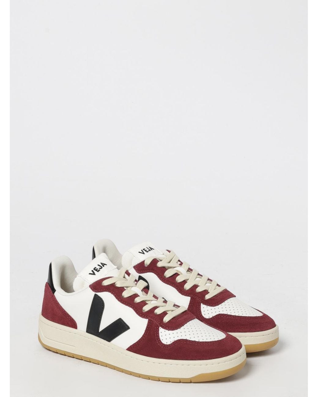 Veja White V-10 Leather Sneakers for men