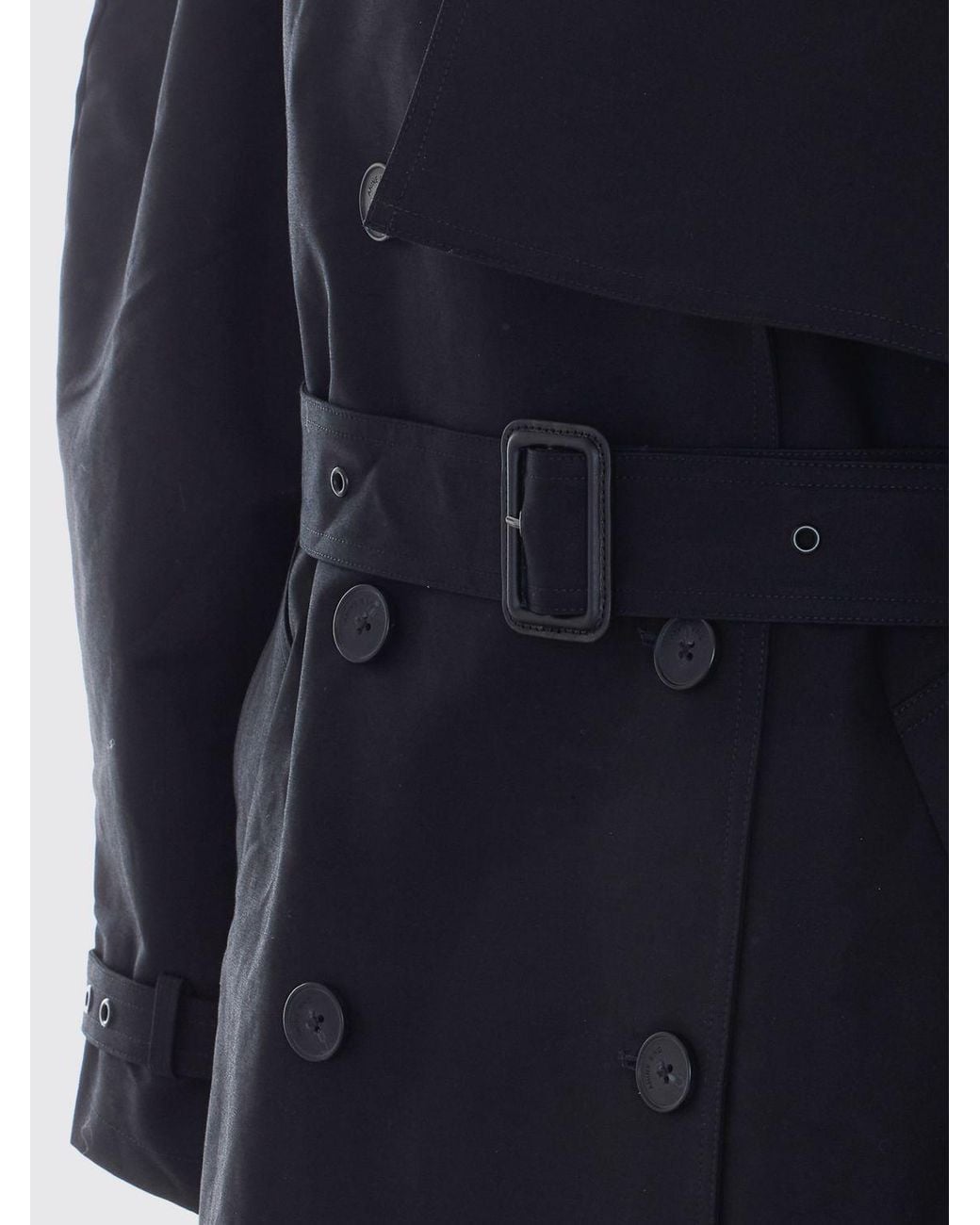 Anine Bing Black Double-Breasted Cotton Trench Coat With Balloon Sleeves And Belt