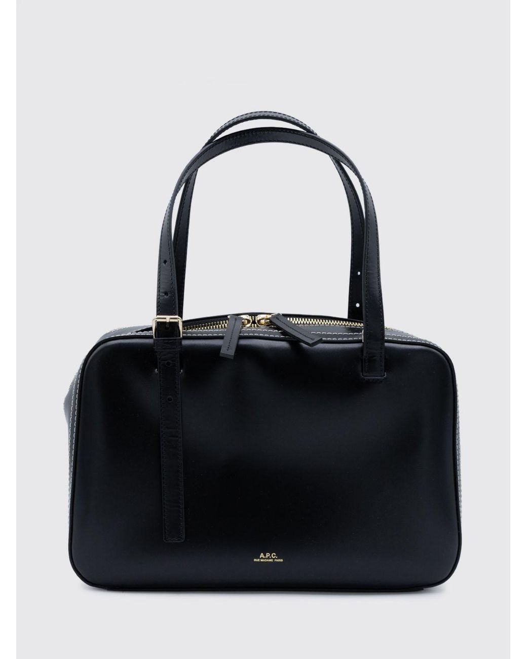A.P.C. Black Virginie Smooth Leather Handbag With Removable Shoulder Strap