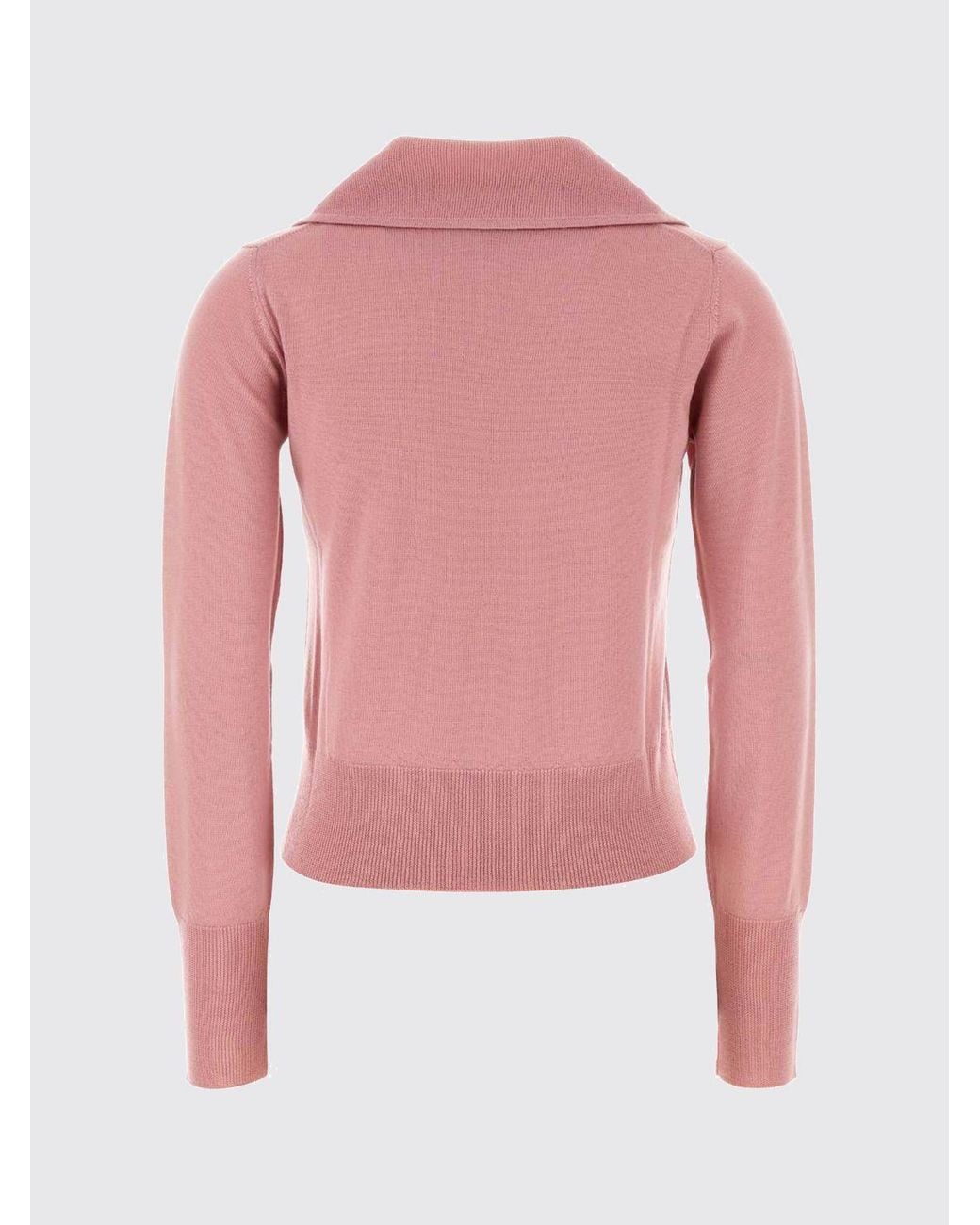 Vivienne Westwood Pink Wool Knit Polo With Sailor Collar And Orb Logo