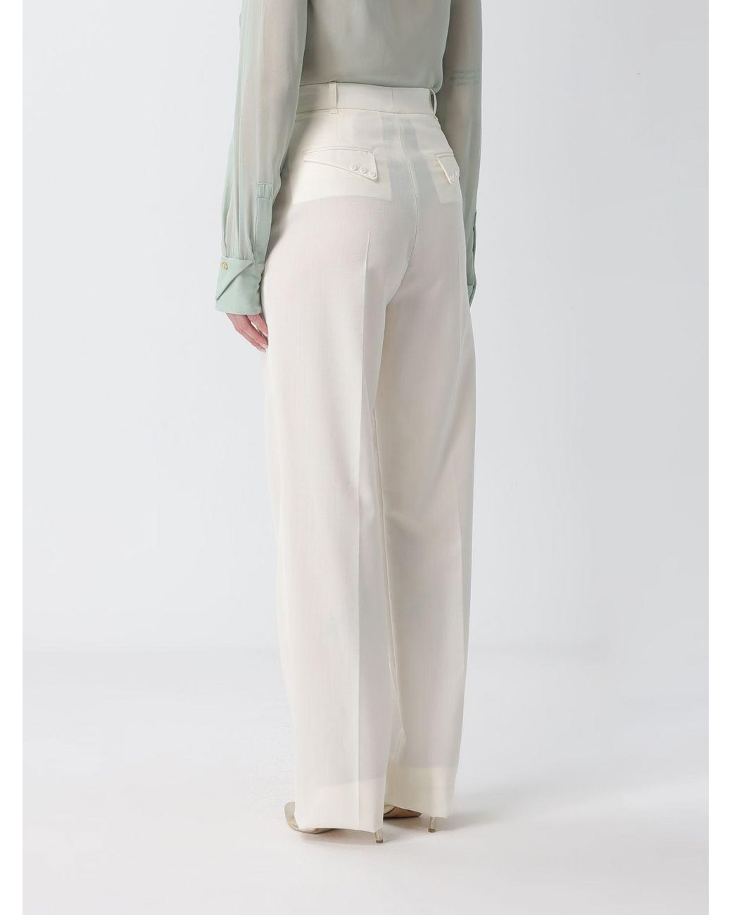 Elisabetta Franchi White High-Waisted Straight-Leg Trousers