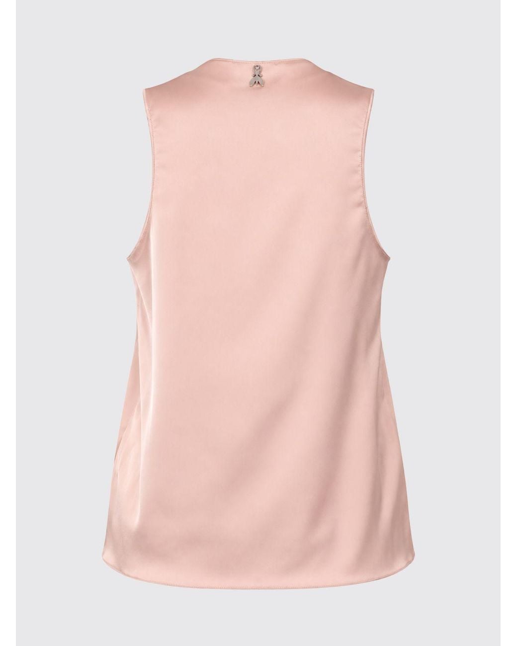 Patrizia Pepe Pink Sleeveless Satin Evening Top With A Deep V-Neckline