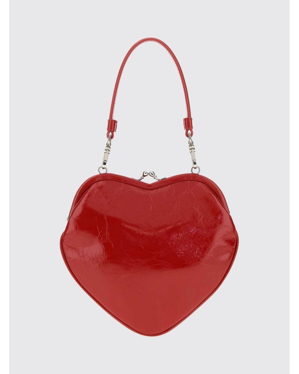 Vivienne Westwood Red Belle Heart Mini Heart-Shaped Leather Bag With Orb Logo