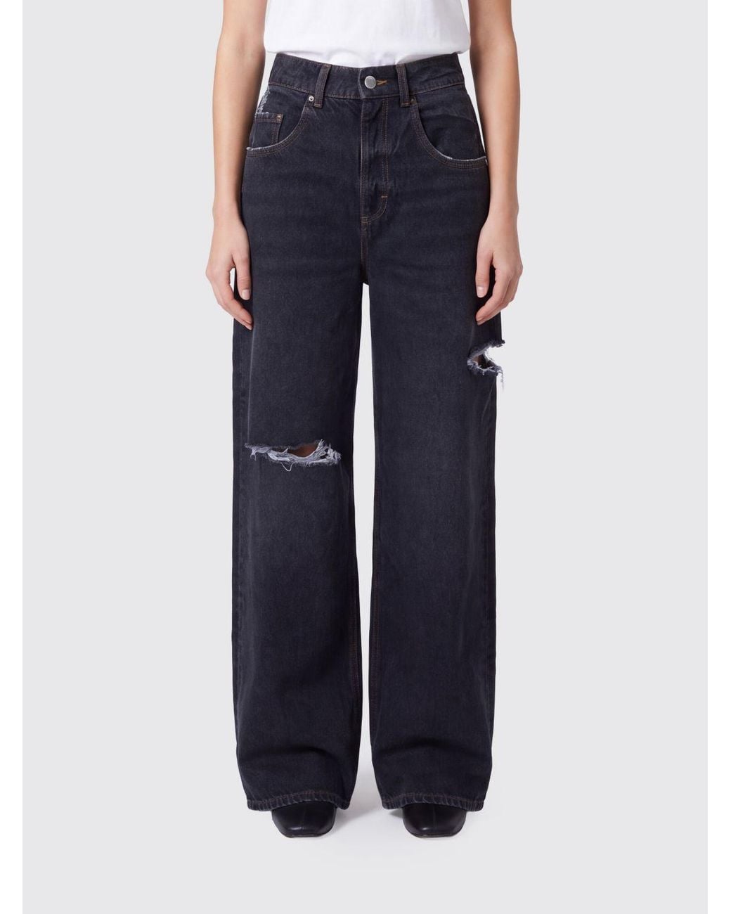 ICON DENIM Blue Poppy High-Waisted Wide Leg Distressed Jeans