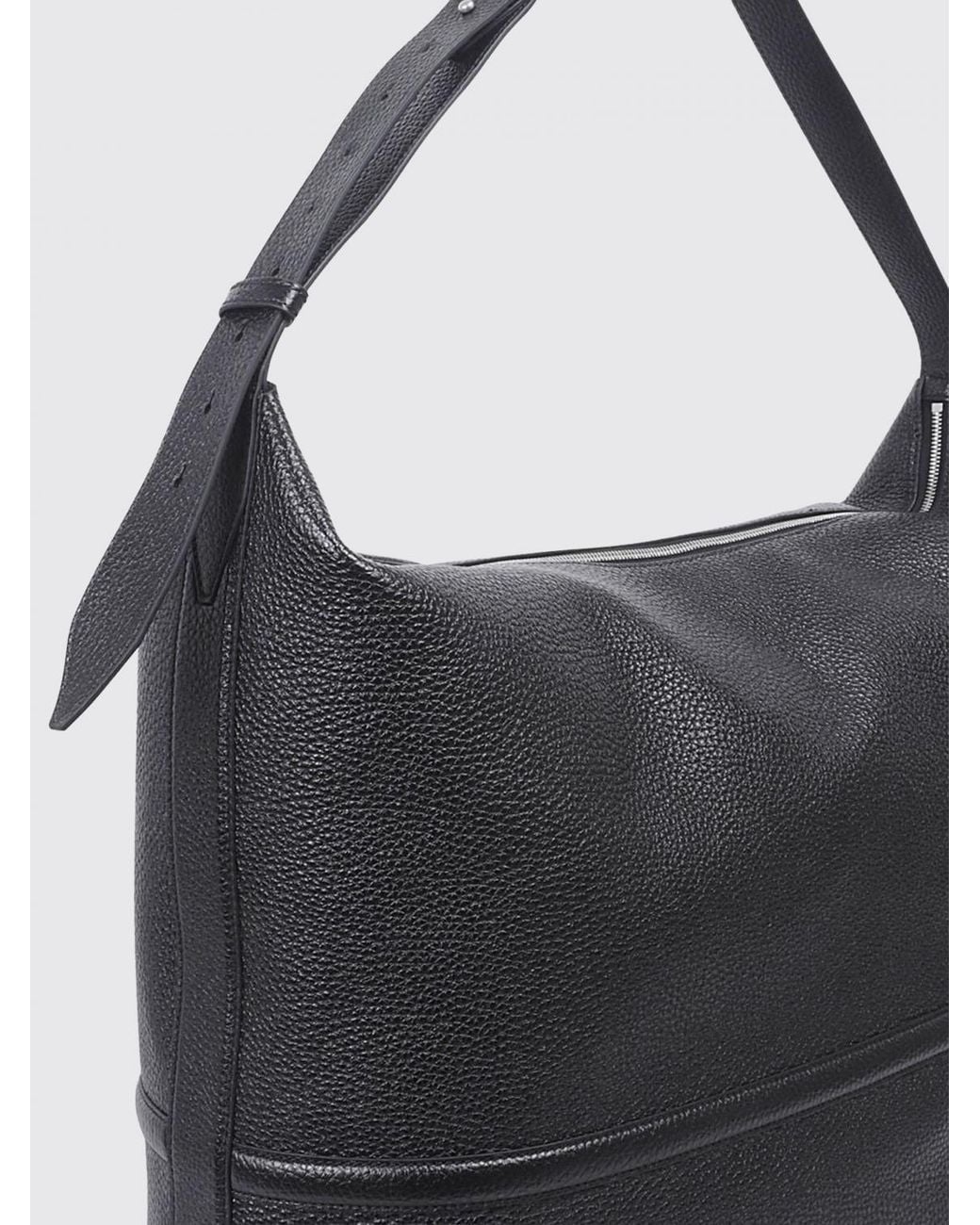 Dries Van Noten Blue Grained Calfskin Leather Shoulder Bag With Zip Closure for men