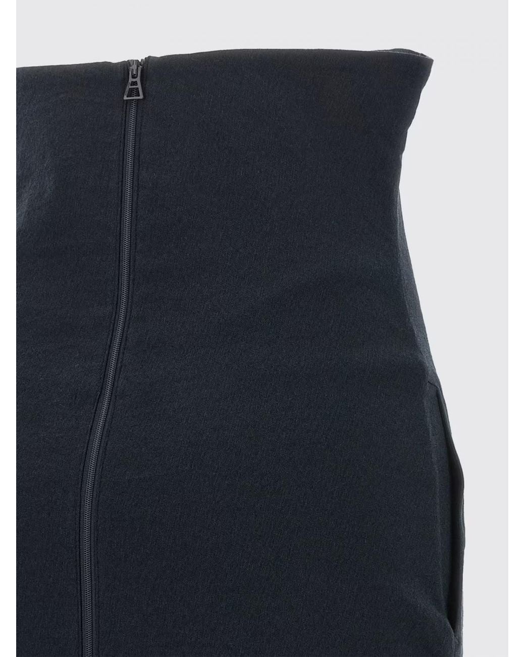 Issey Miyake Blue High-Waisted Cotton Blend Long Pencil Skirt