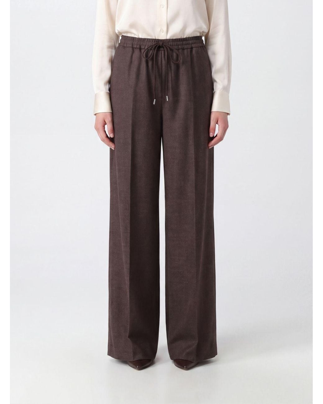 Max Mara Brown High-Waisted Shetland Wool Wide-Leg Palazzo Trousers
