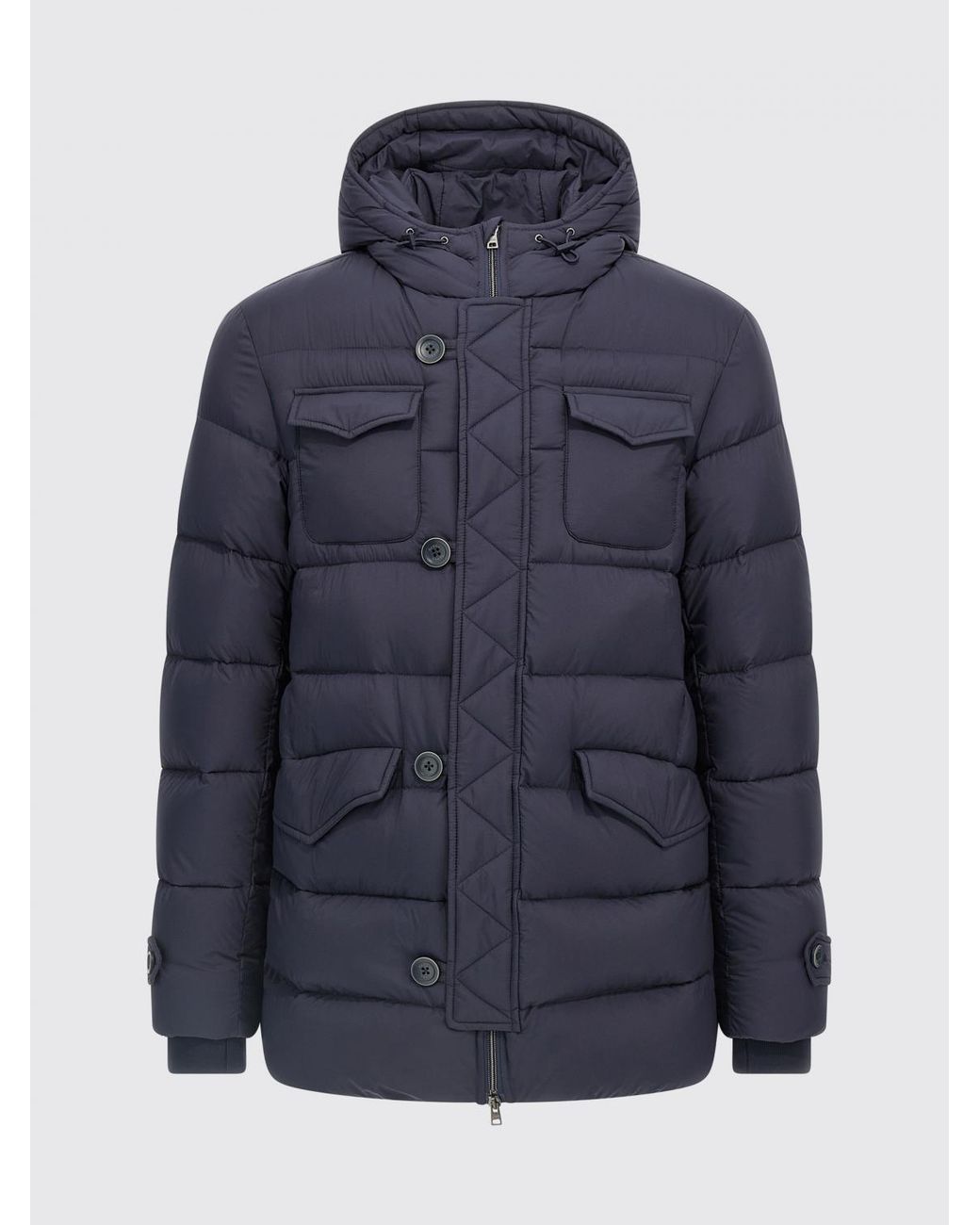 Herno Blue Eskimo Waterproof Nylon Short Down Jacket With Goose Down Padding for men