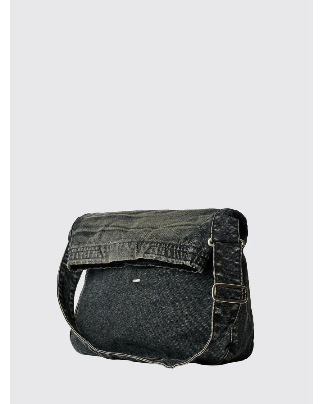 Our Legacy Black Cotton Denim Messenger Bag With Top Handle for men