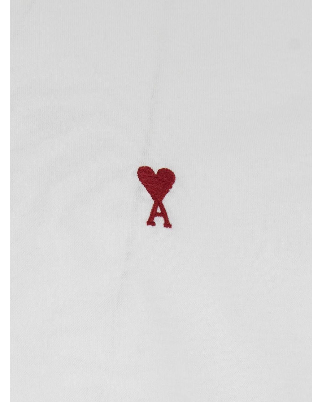 AMI White Long-Sleeved Cotton Jersey T-Shirt With Embroidered Logo for men