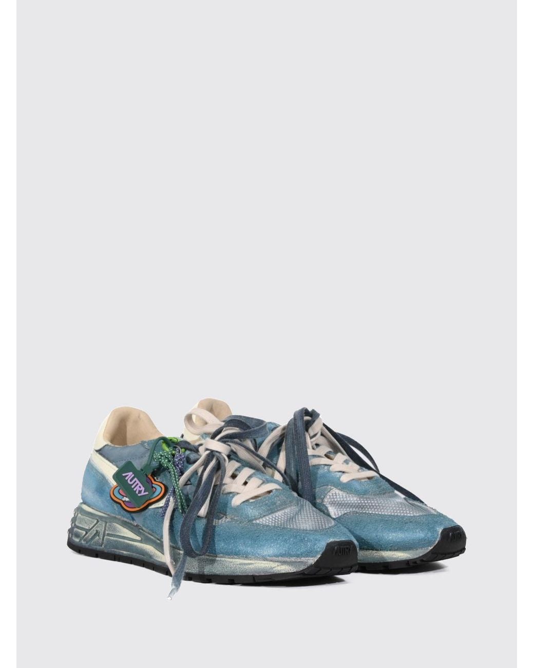 Autry Blue Reelwind Super Vintage Suede And Mesh Sneakers for men