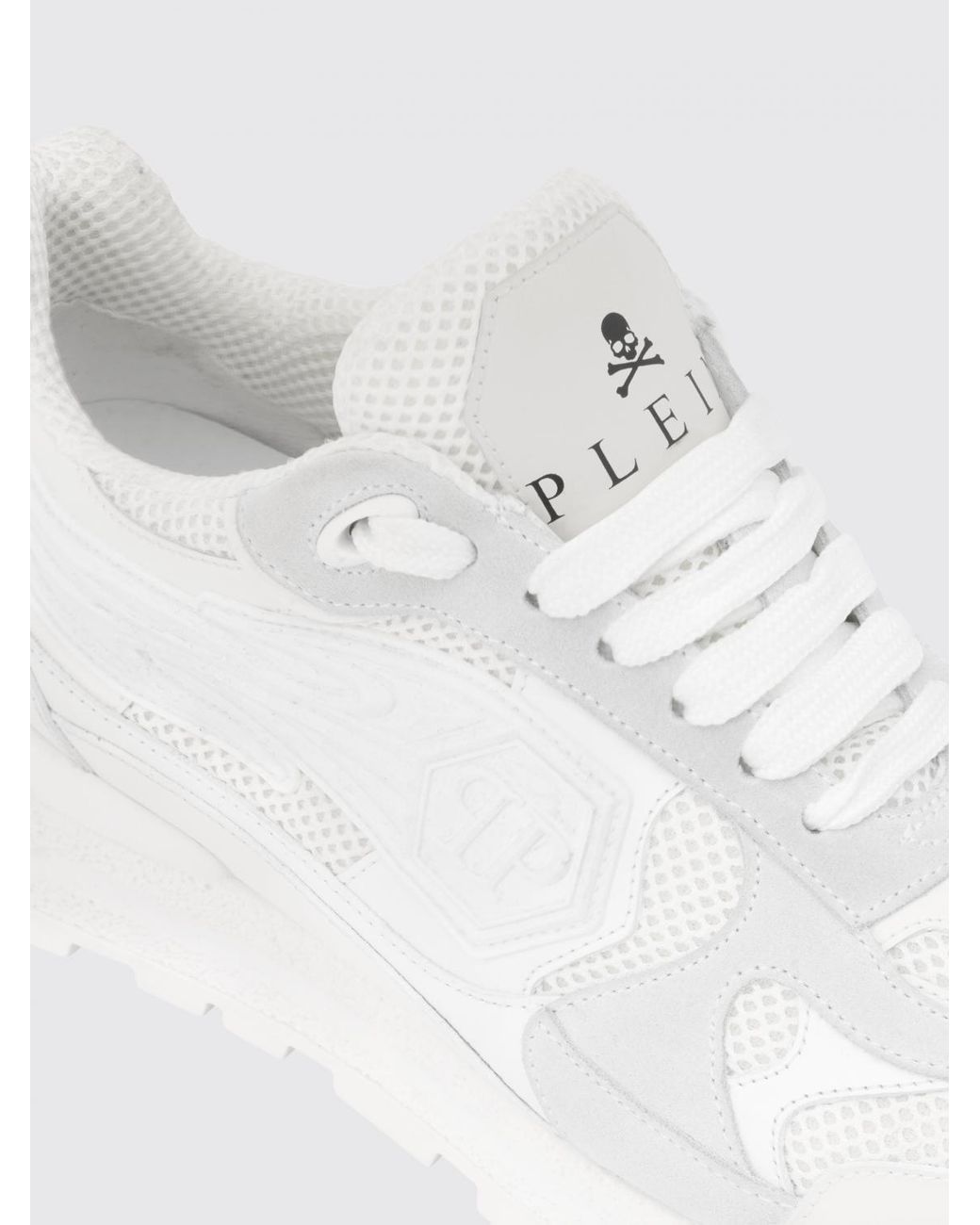 Philipp Plein White Leather And Mesh Sneakers for men