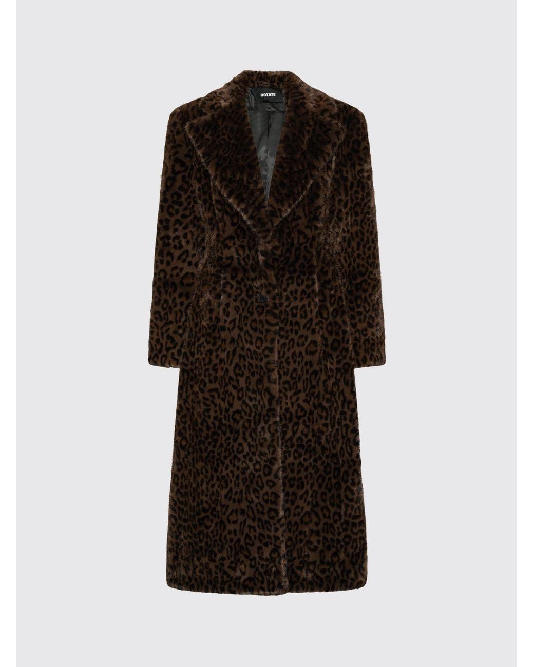 ROTATE BIRGER CHRISTENSEN Brown Animal-Print Faux-Fur Coat