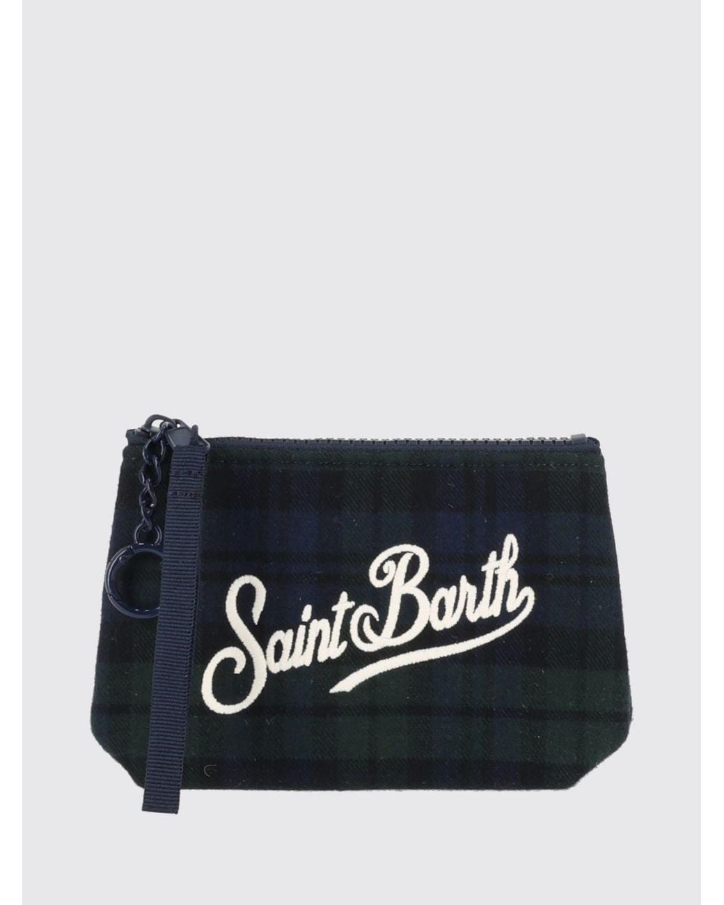 Mc2 Saint Barth Black Aline Tartan Wool-Blend Mini Handbag With Logo