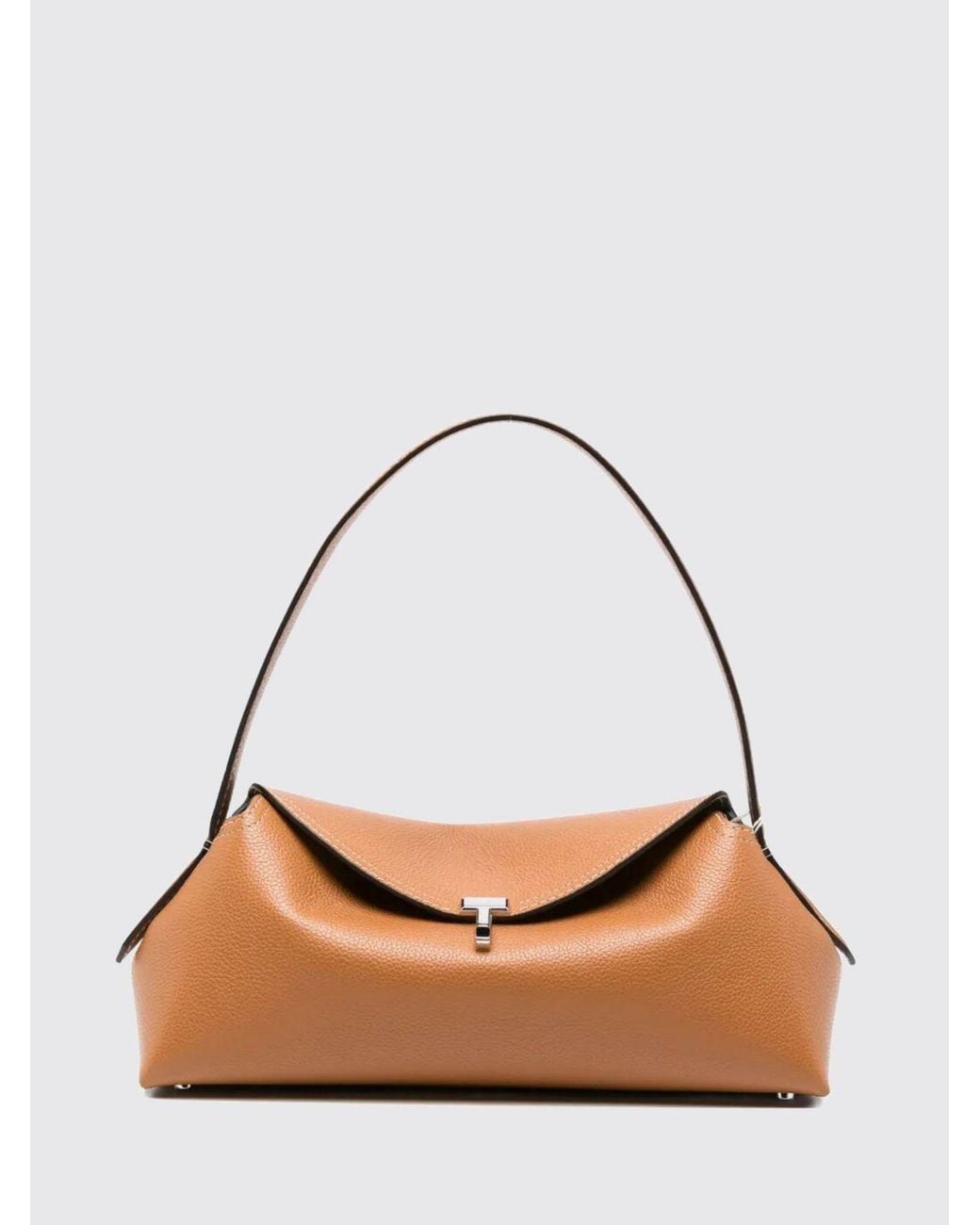 Totême Natural T-Lock Flared Leather Shoulder Bag With Signature Turn-Lock Closure