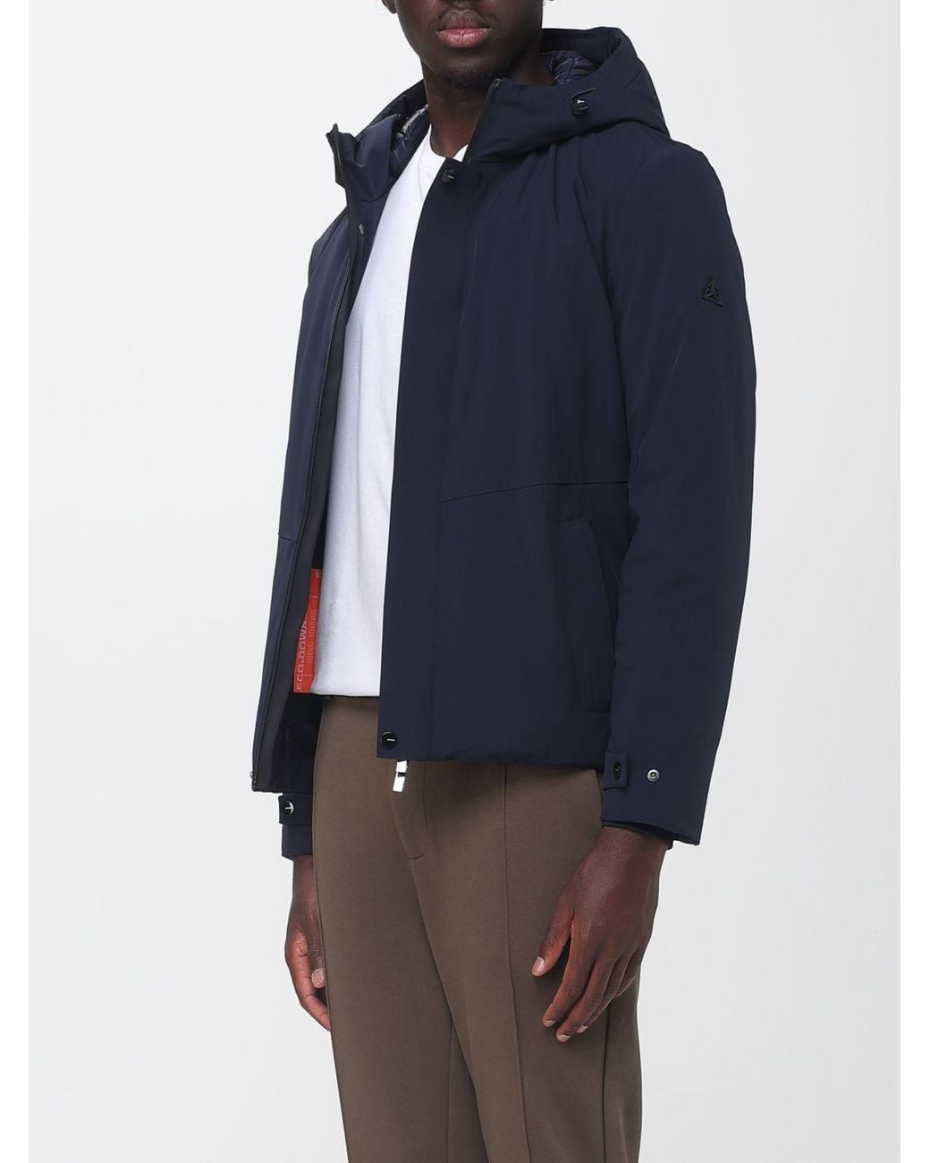Heskimo Blue Padded Waterproof Nylon Windbreaker With Hood And Slim Fit for men