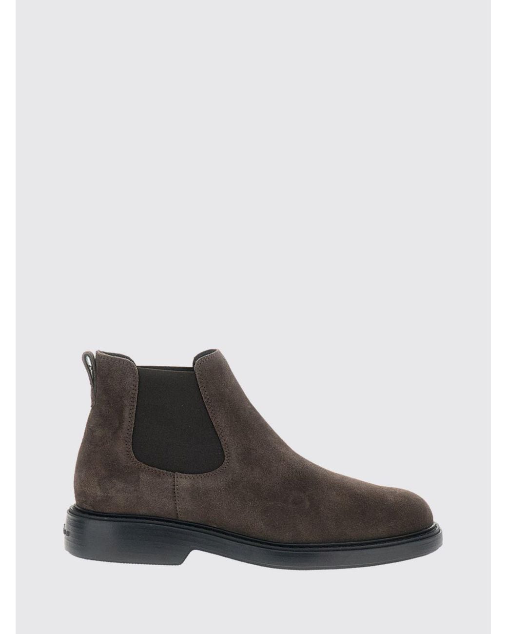 Hogan White Suede Calfskin Chelsea Ankle Boots With Rubber Sole for men