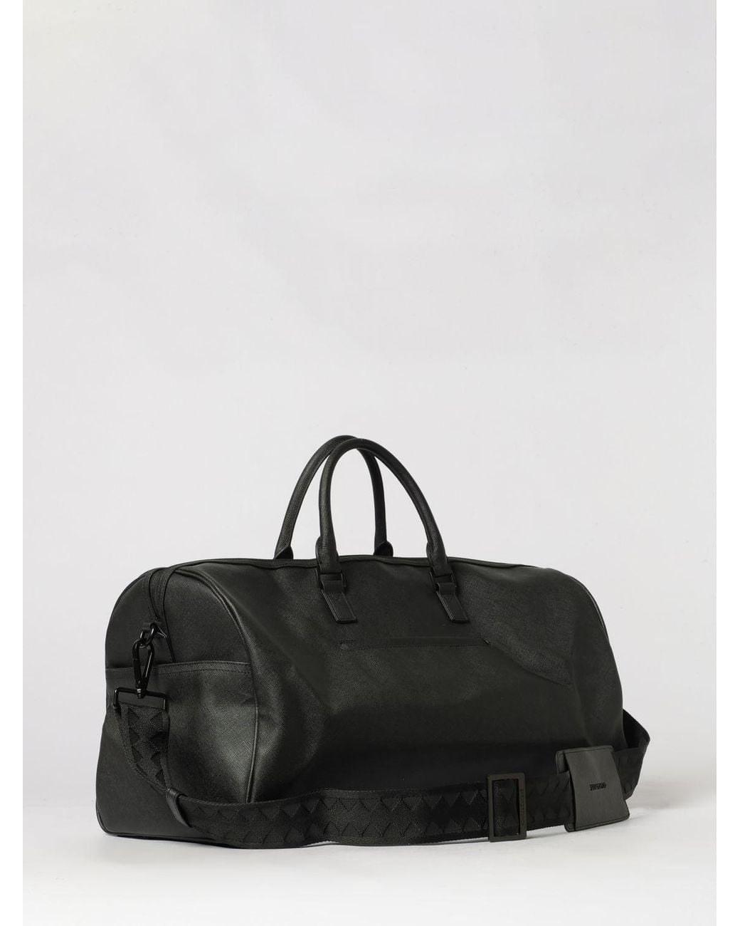 Sprayground Blacked Out Coated Cotton Travel Duffle Bag With Shoulder Strap for men