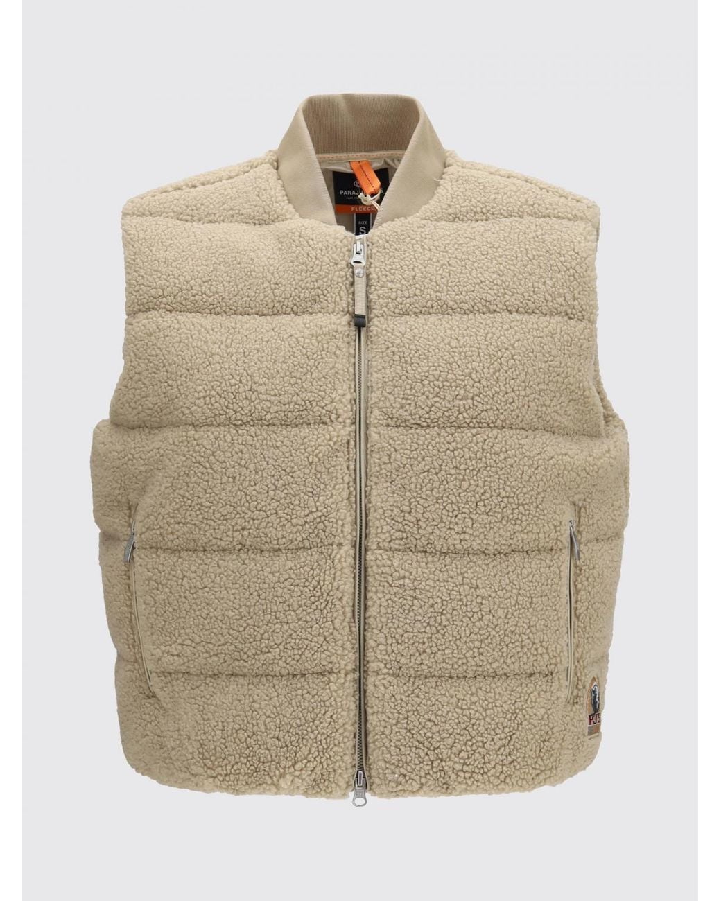 Parajumpers Natural Goose Down Padded Vest With A Bomber Collar And Zip Closure