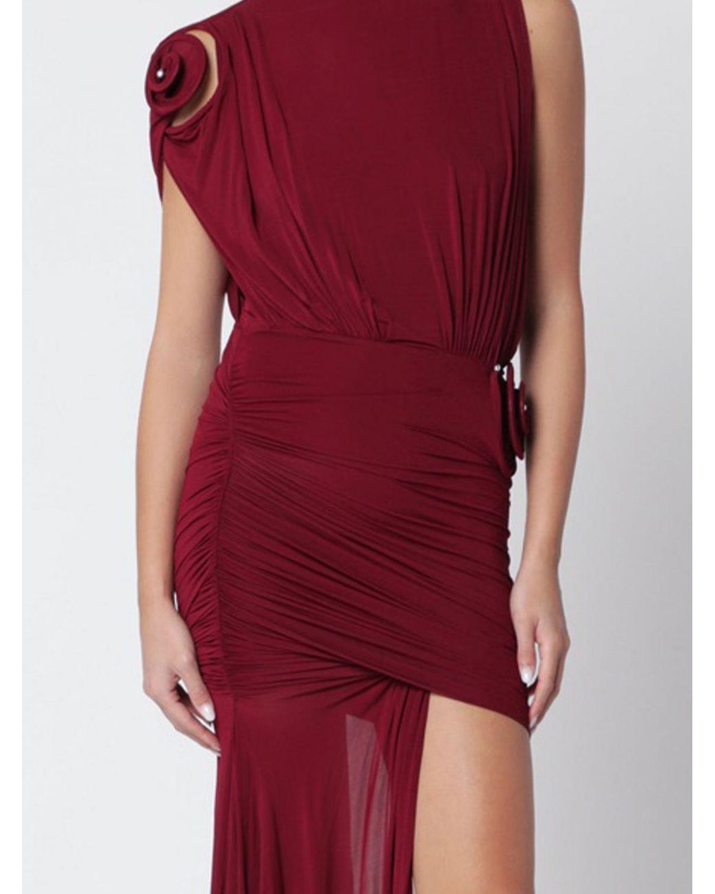 Christopher Esber Red One-Shoulder Draped Jersey Midi Dress