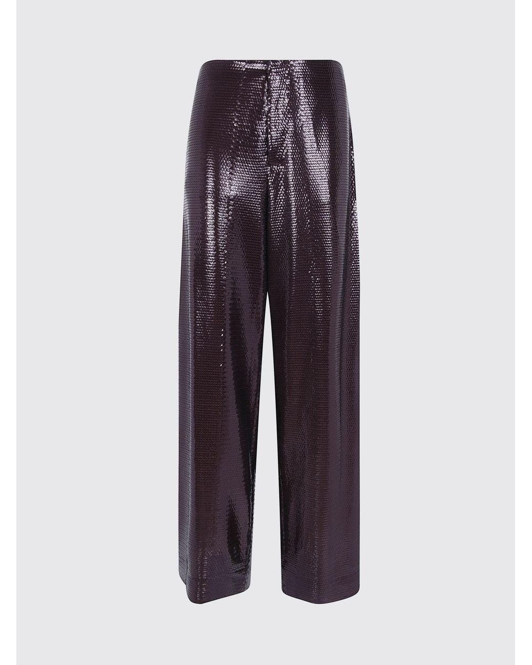 Alberta Ferretti Purple High-Waisted Palazzo Trousers With Rhinestone Details