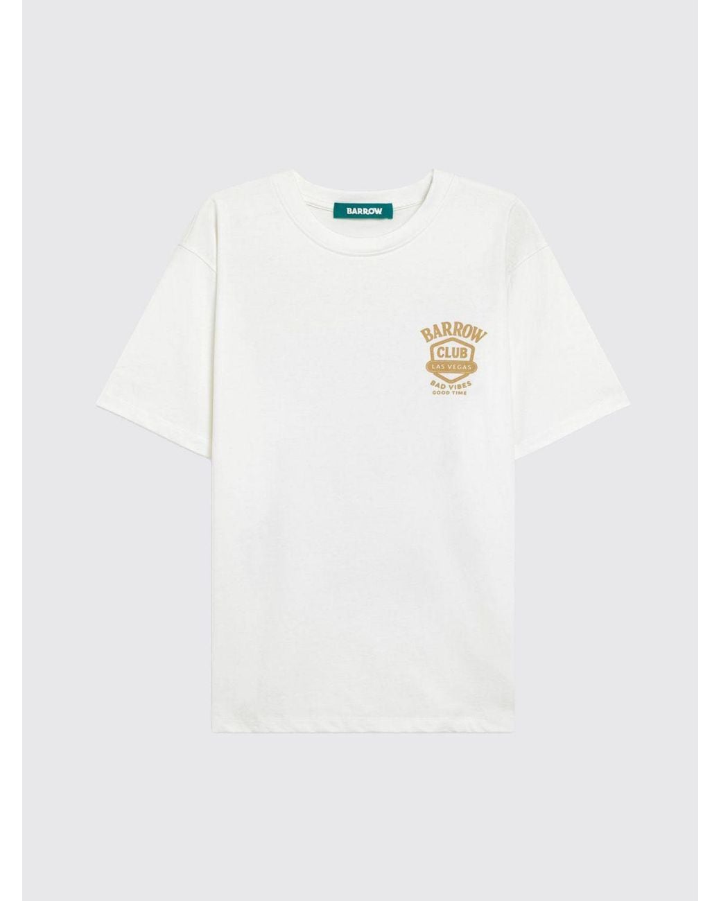 Barrow White Cotton T-Shirt With Graphic Print And Contrasting Logo for men