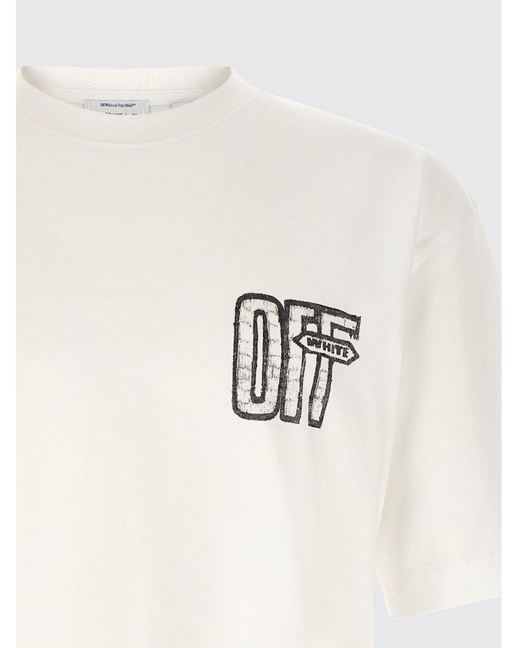 Off-White c/o Virgil Abloh White Cotton T-Shirt With Contrast Arrow Logo On The Back for men