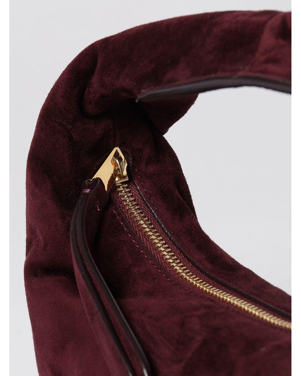 Khaite Brown Olivia Small Suede Calfskin Hobo Bag With Zip Closure