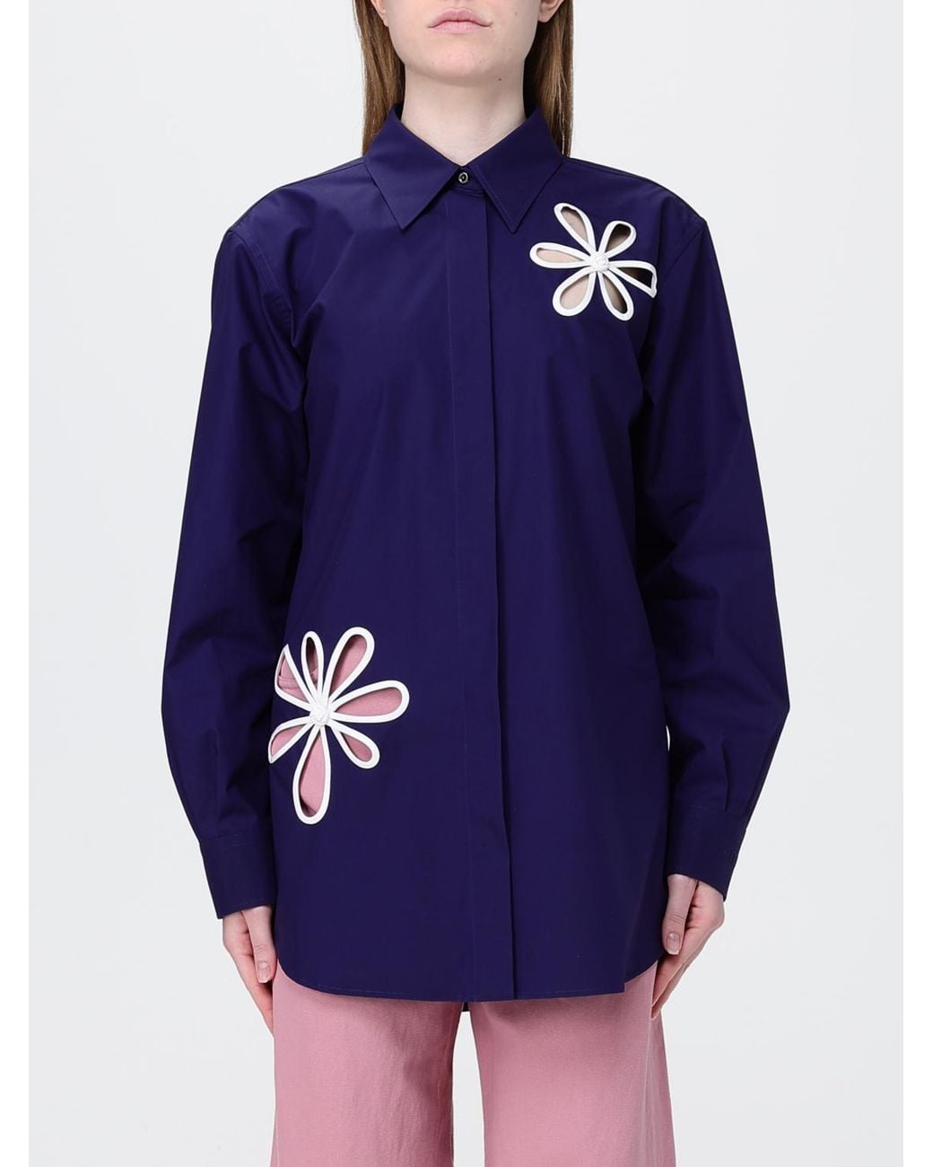 Fendi Blue Cotton Blend Shirt