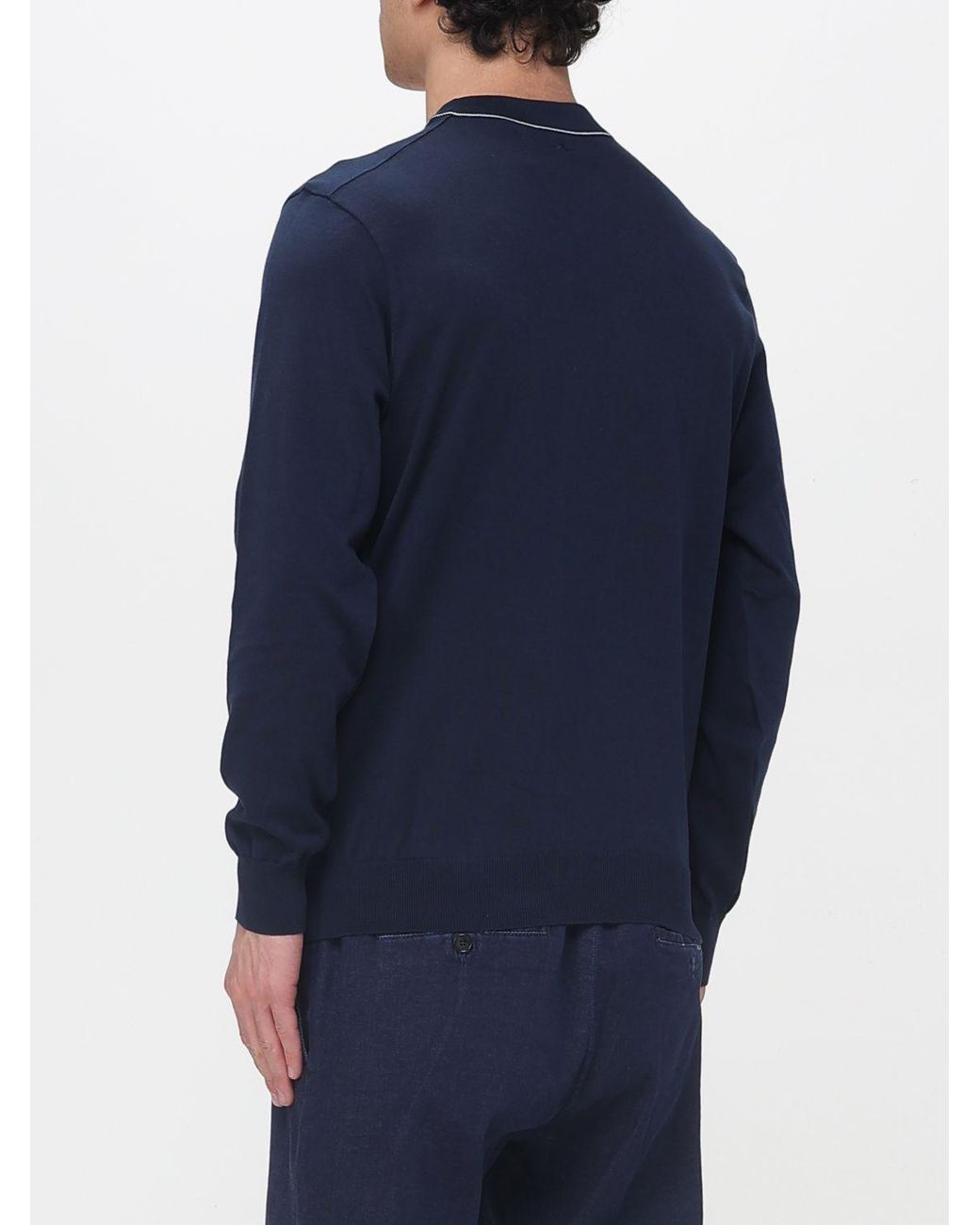 Paul & Shark Blue Paul &Amp Shark Basic Cotton Crew Neck Sweater for men