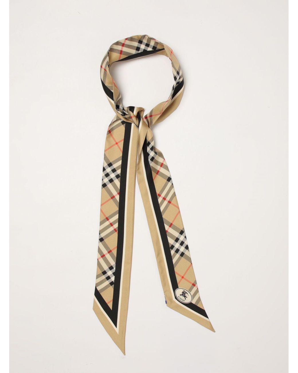 Burberry Natural Check And Ekd Logo Silk Bandeau Scarf