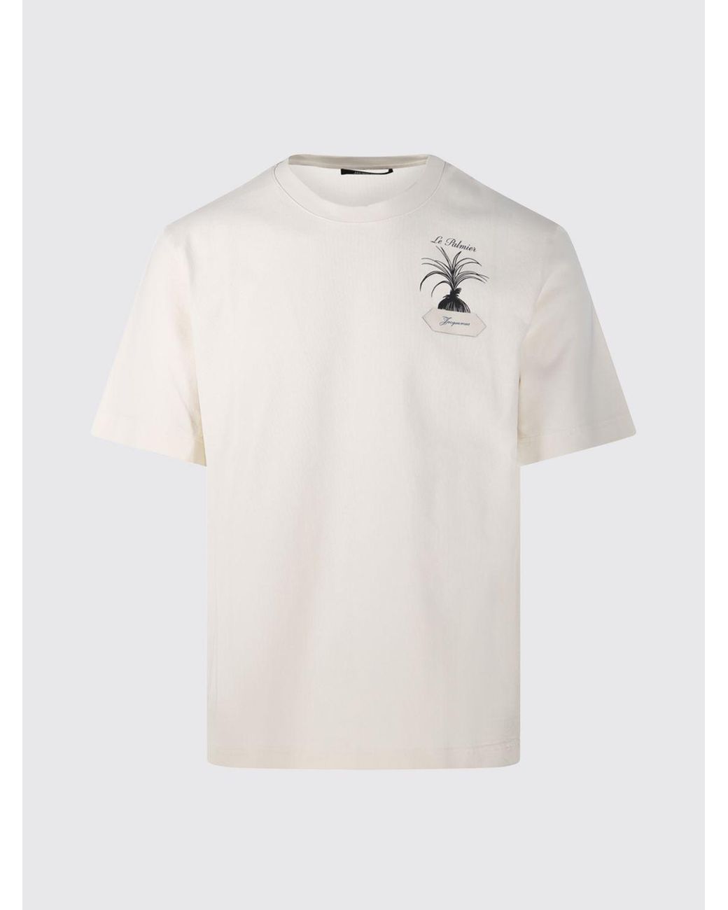 Jacquemus White Cotton T-Shirt With Contrast Logo And Dropped Shoulders for men