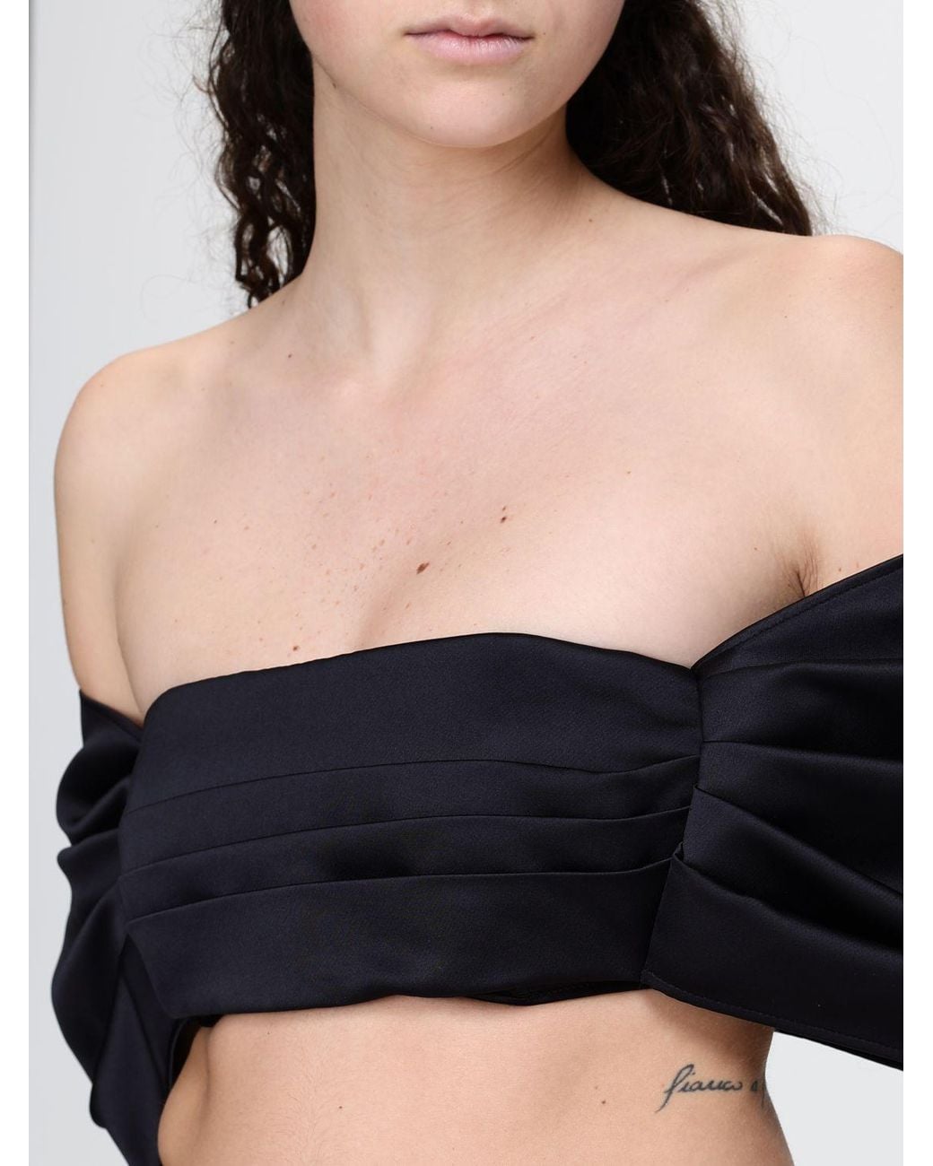 Elisabetta Franchi Black Crepe Cropped Top