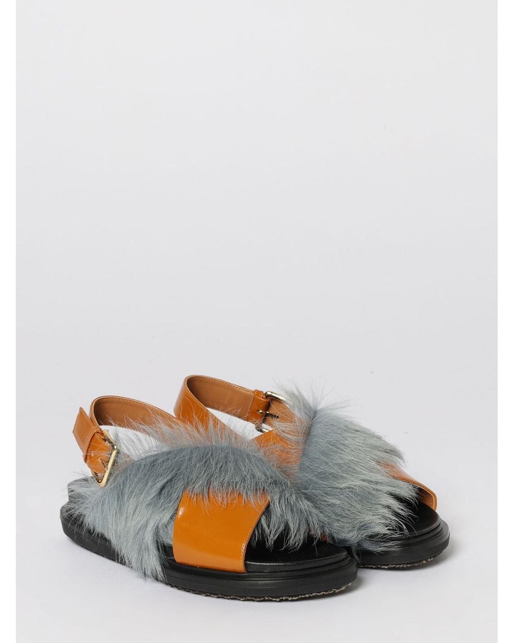 Marni Multicolor Leather And Fur Sandals