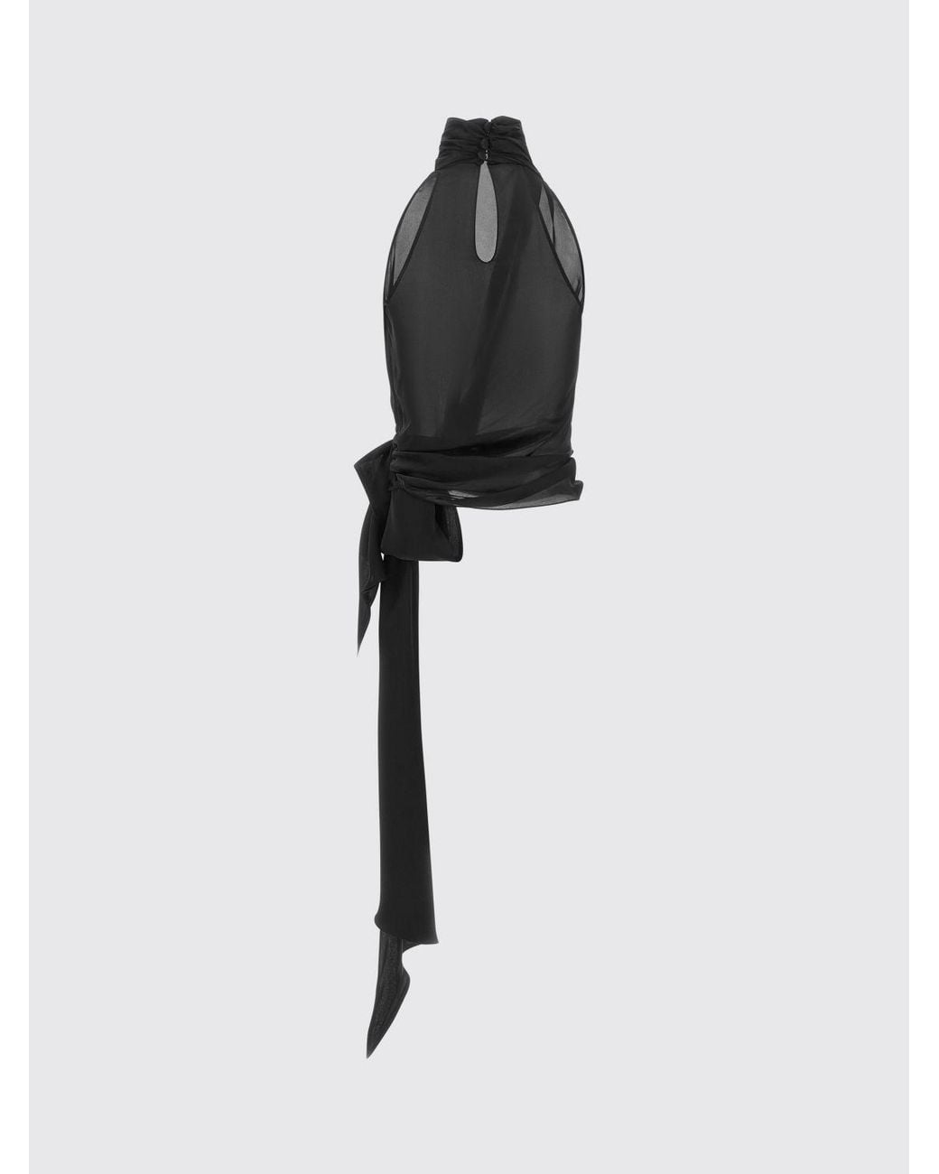 Balmain Black Pure Silk Halterneck Open-Shoulder Top