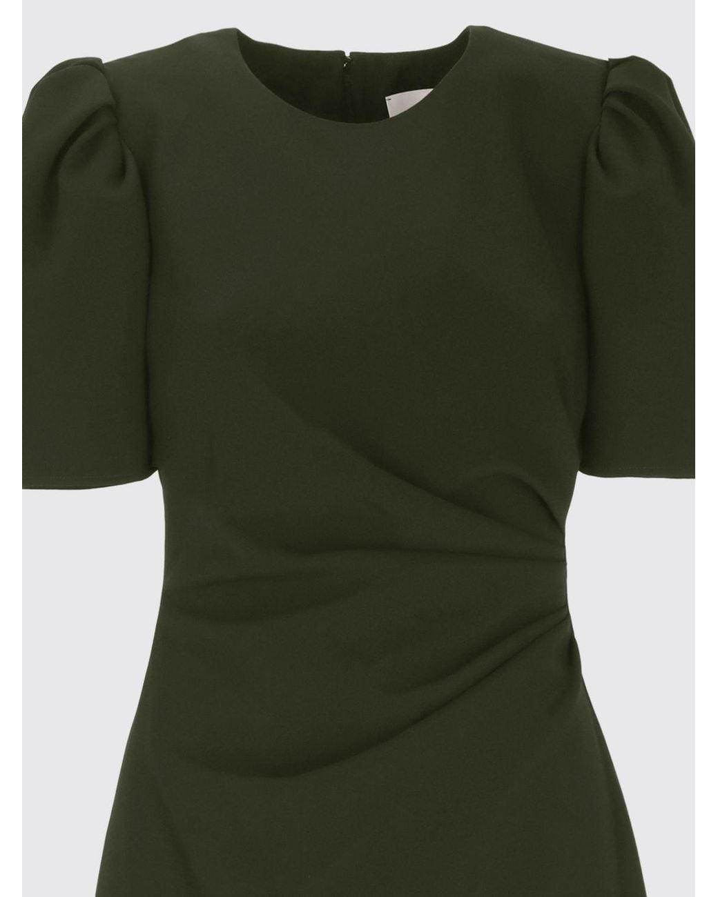 Carolina Herrera Black Jersey Midi Sheath Dress With Puff Sleeves