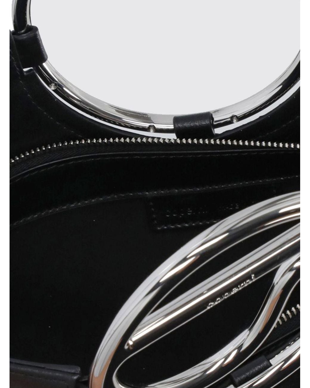 Coperni Black Calf Leather Handbag With Metal Handle And Shoulder Strap