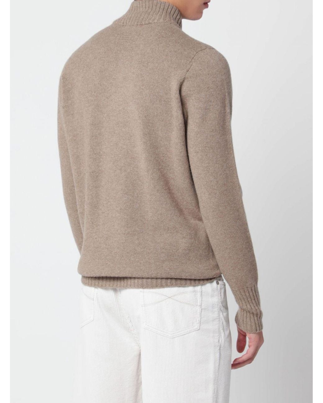 Drumohr Gray Half-Zip Long-Sleeved Wool Blend Turtleneck Jumper for men