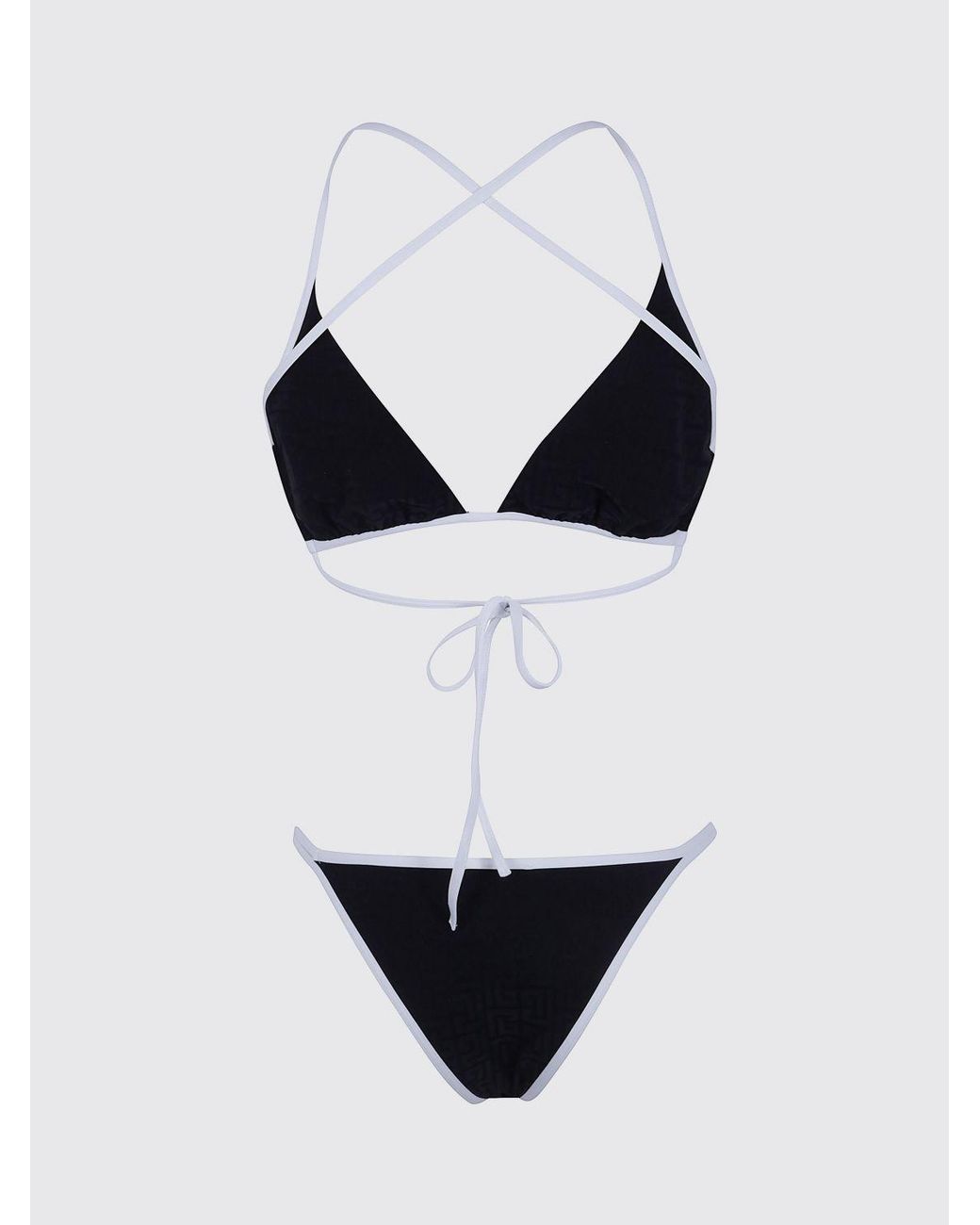 Balmain Black Contrast Trim Polyamide Triangle Bikini