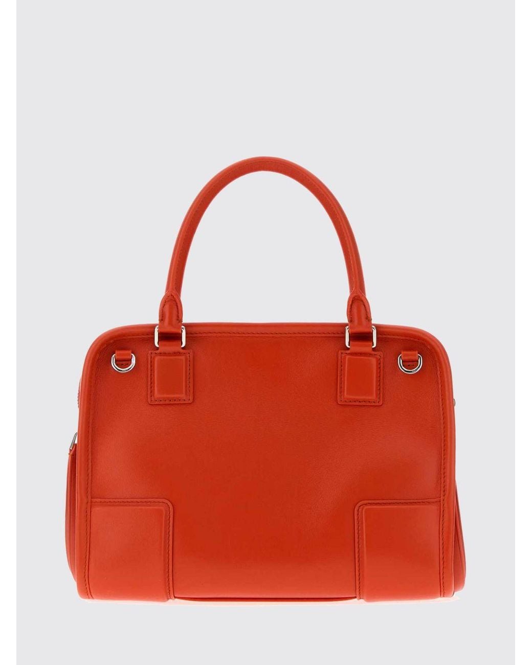 Loewe Red Small Amazona Calfskin Leather Handbag With Embossed Logo