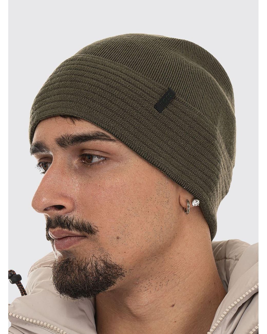 Boss Green Soft Rib-Knit Beanie Hat for men