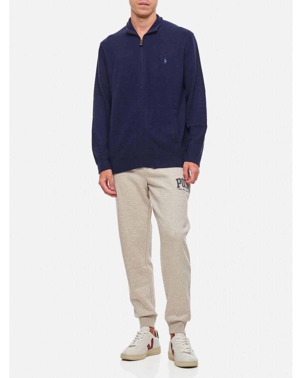 Polo Ralph Lauren Blue Pure Wool Zip-Up Turtleneck Cardigan for men