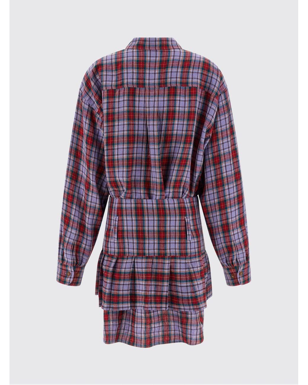 Vivienne Westwood Purple Linen Check Pattern Mini Dress