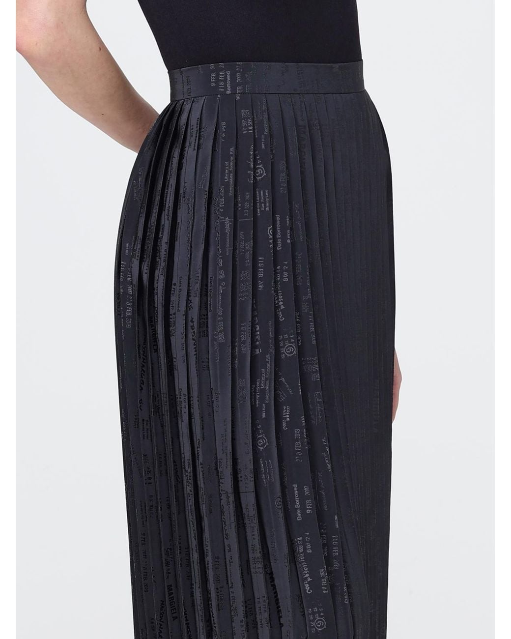 MM6 by Maison Margiela Black Pleated Viscose Skirt