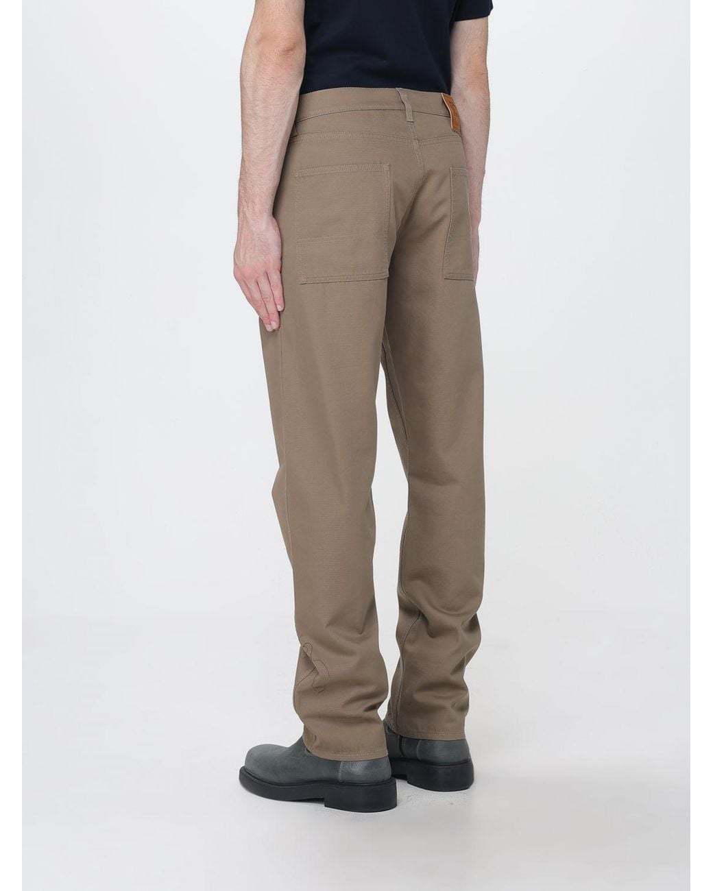 Burberry Gray Straight-Leg Cotton Trousers With Mid-Rise Waist And Belt Loops for men