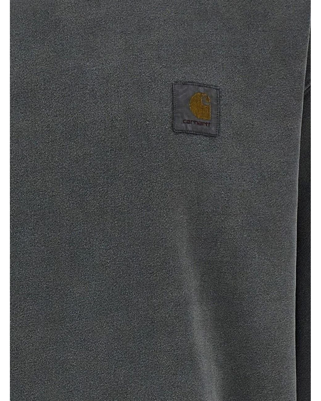 Carhartt Gray Crewneck Cotton Sweatshirt With Contrast Logo for men
